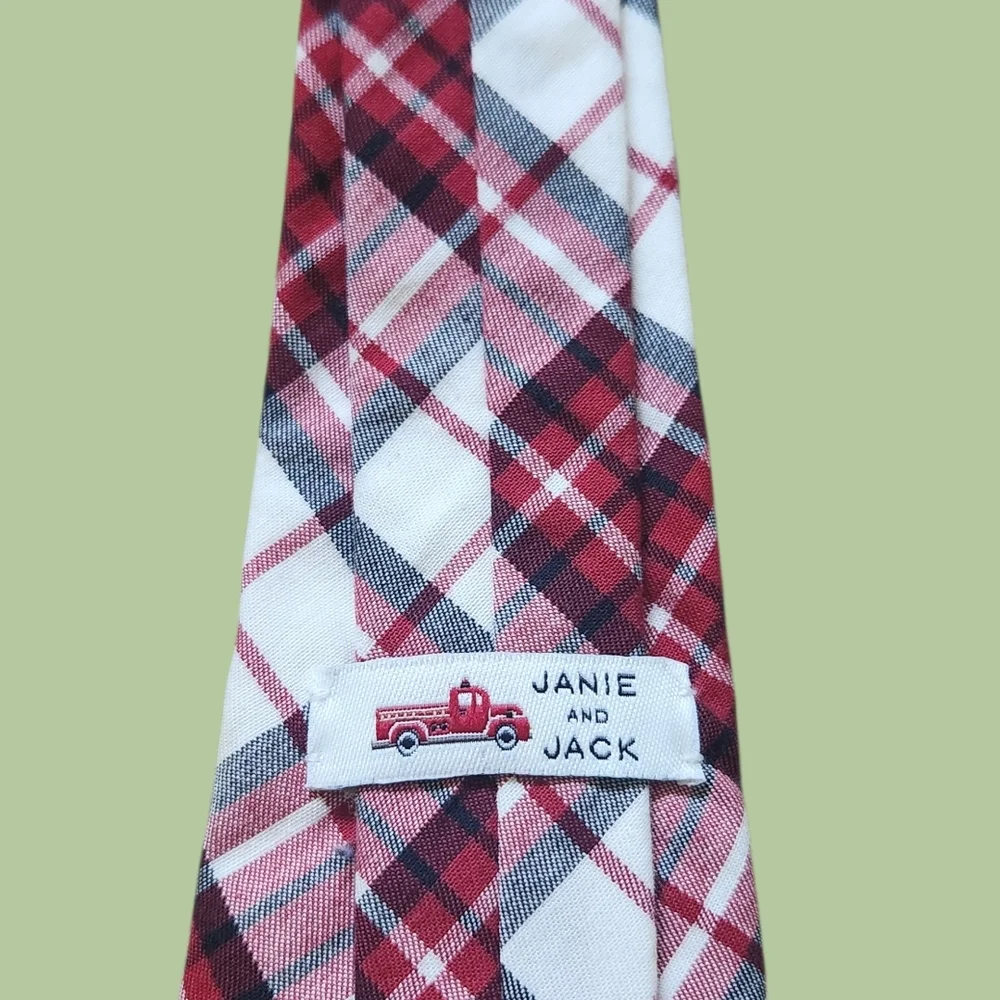 Janie and Jack Red and White Plaid Pre-Tied Boys' Tie